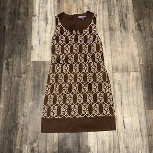 VINEYARD VINES size 4 Dress Brown Sleeveless Sailor's Knot Print Shift Nautical